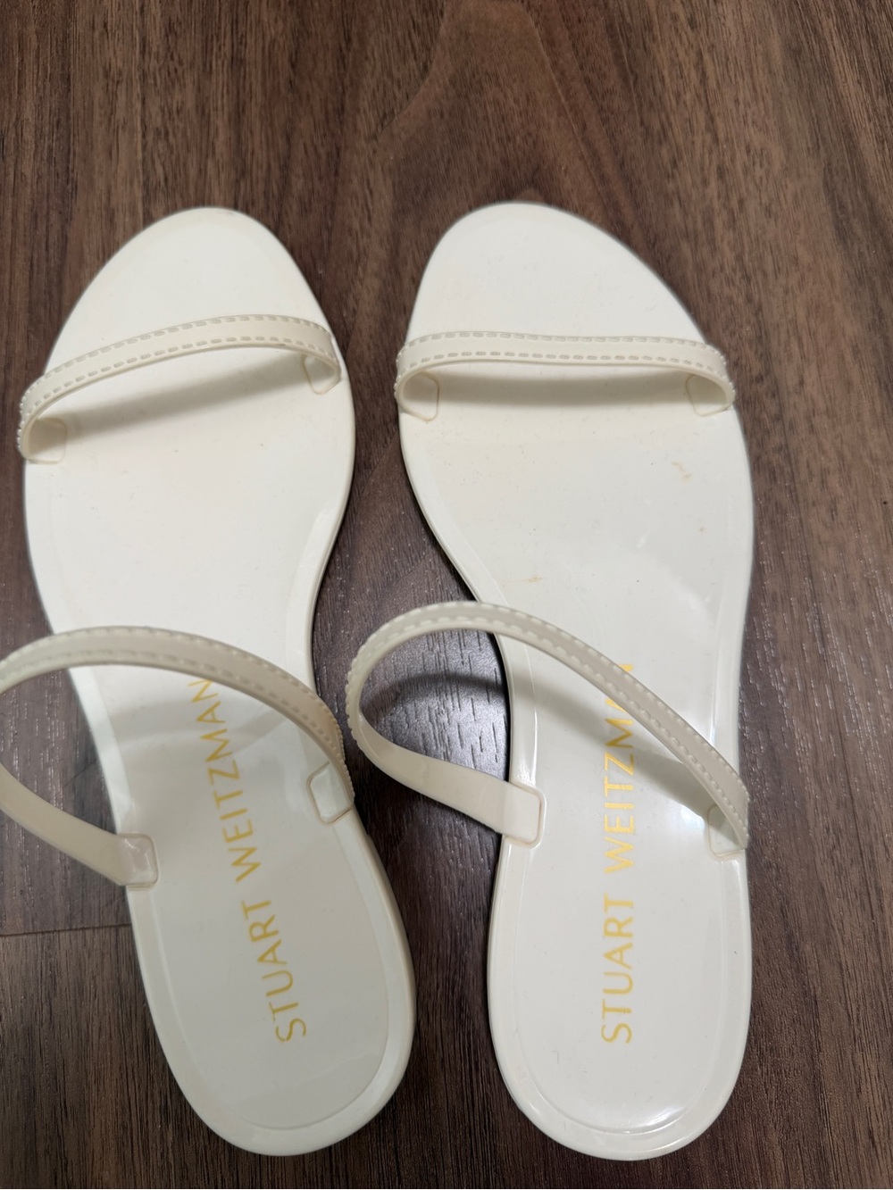 Stuart Weitzman Cream Jelly Slide Sandals